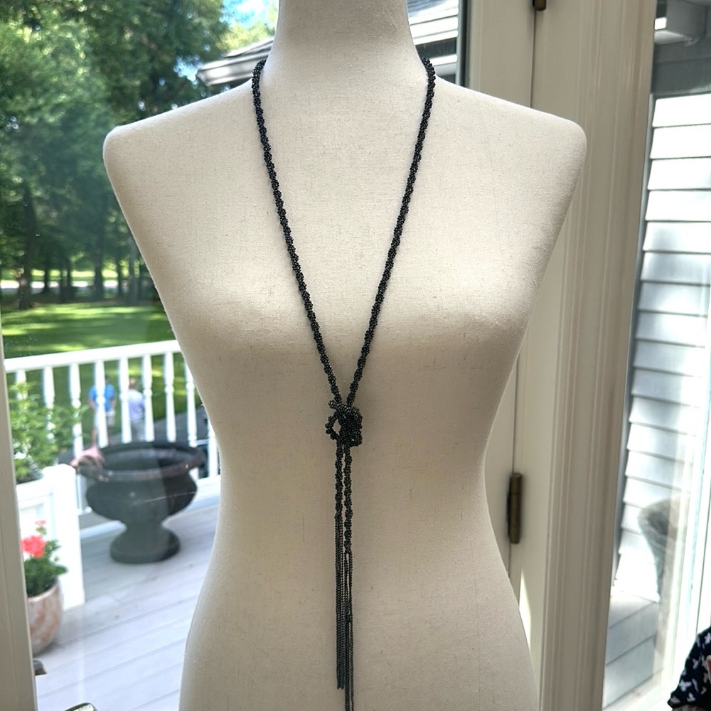 Chain Necklace Beaded Twisted Fringed Ends Necklace can be worn SO MANY WAYS..